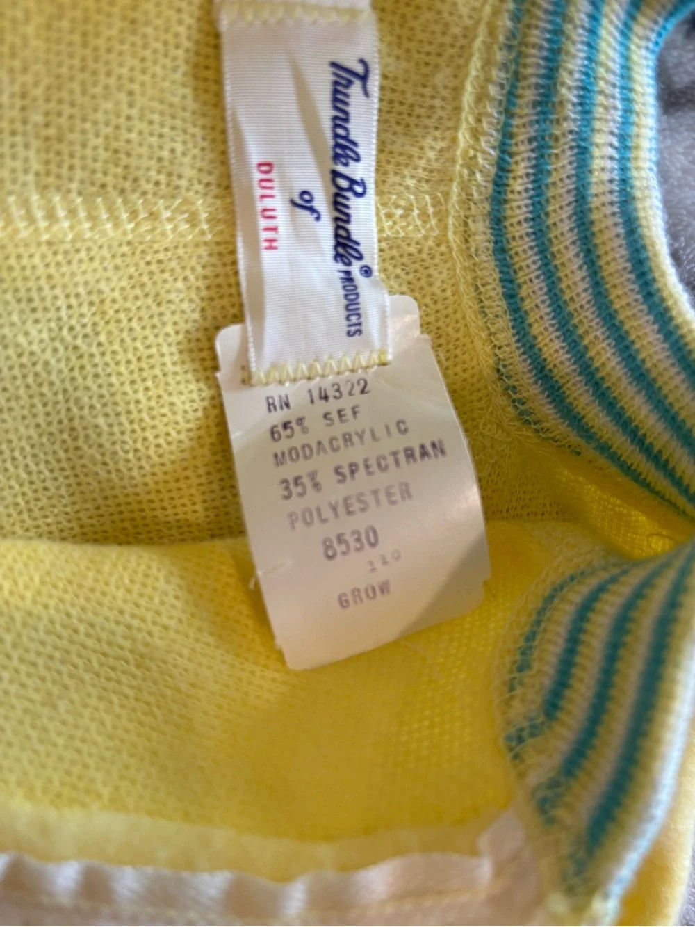 Mid-To-Late 1970s Vintage Trundle Bundle Yellow Bunny Patch Grow Bag